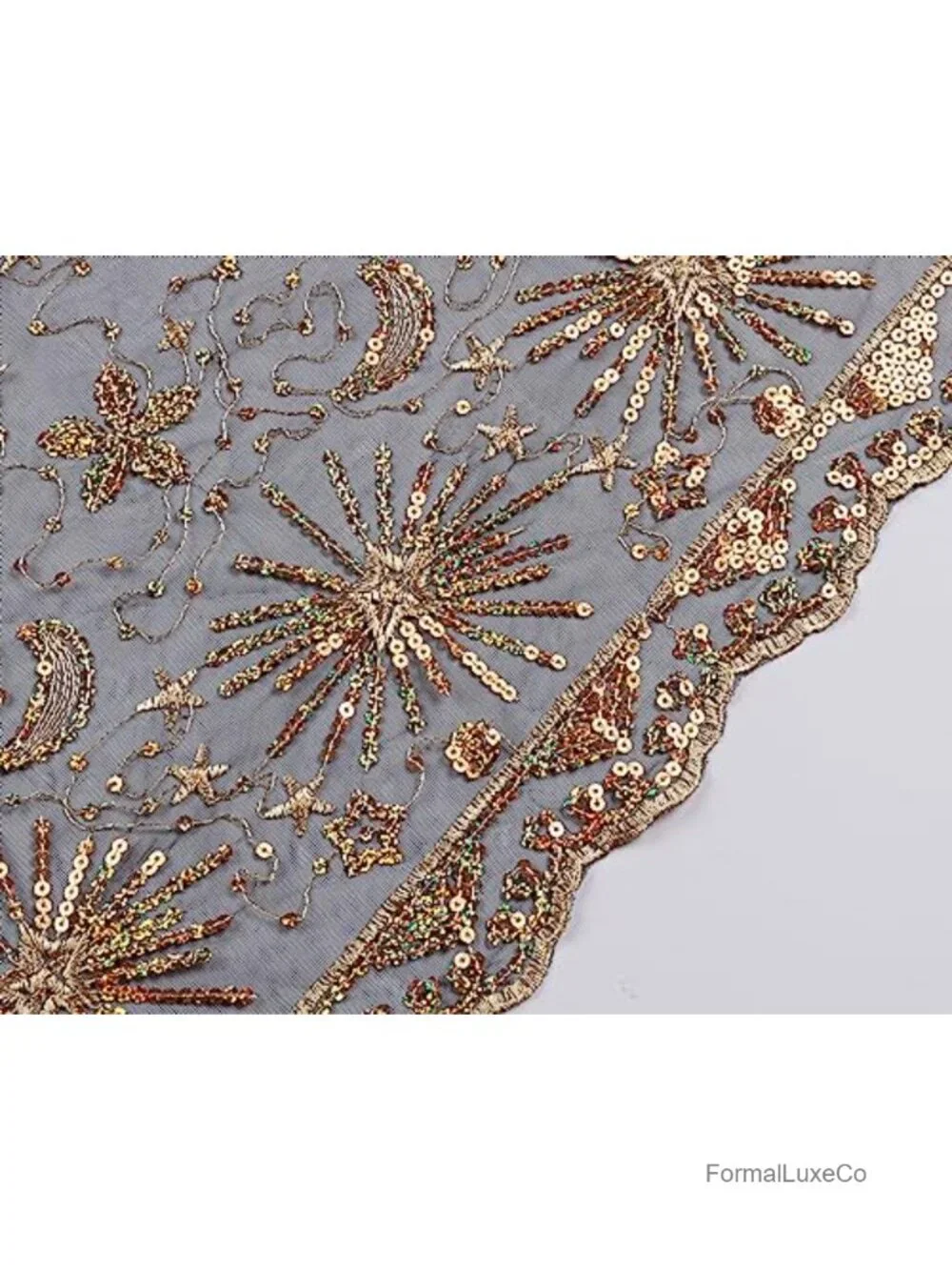 Lace Sequin Evening Shawl Wrap 1920s Fringe Scarf Women's Party Accessory